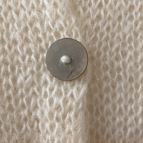 Handmade wool sweater cardigan neutral coastal grandma Small lightweight - Picture 7 of 10